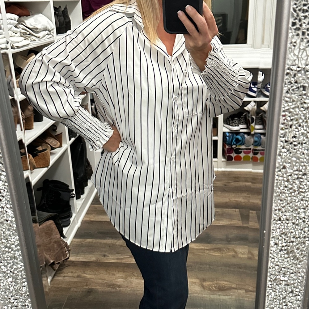 Set of 4 Striped Women's Top elastic sleeves L
